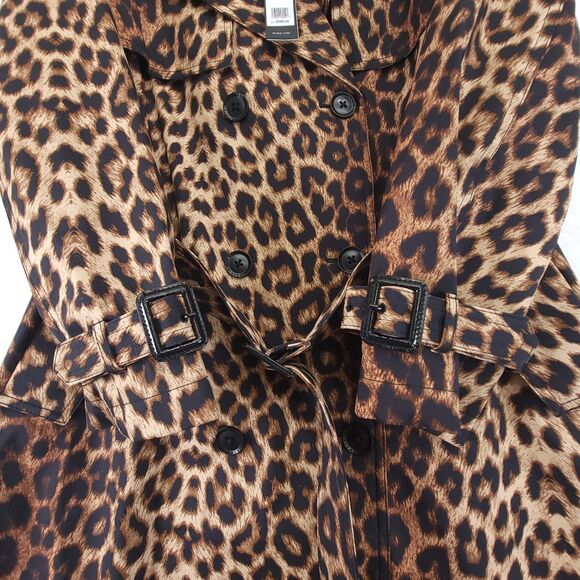 BCBGMAXAZRIA Leopard Trench Coat Large Brown Black New NWT $298 Water resistant - Picture 9 of 10